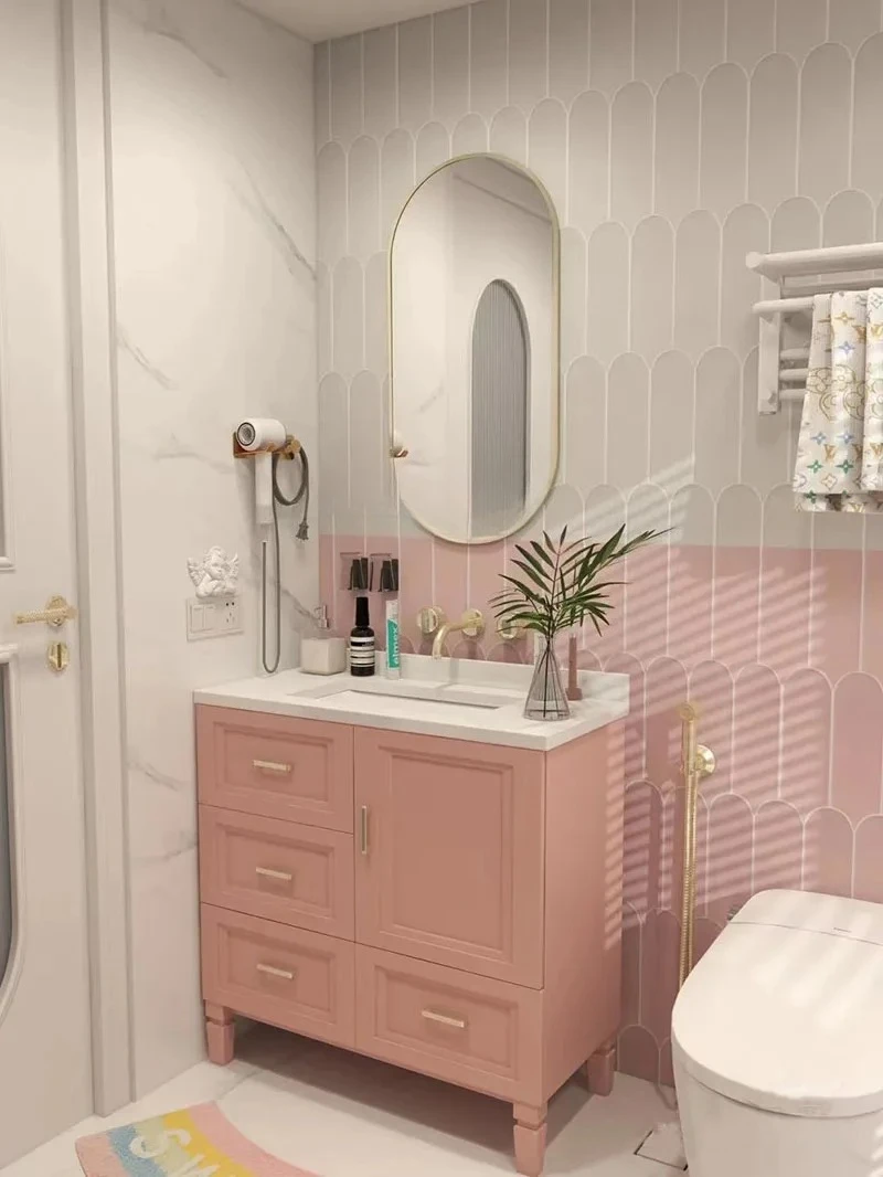

Floor Bathroom Cabinet Pink Bathroom Table Oak Bathroom Cabinet Washbasin Combination
