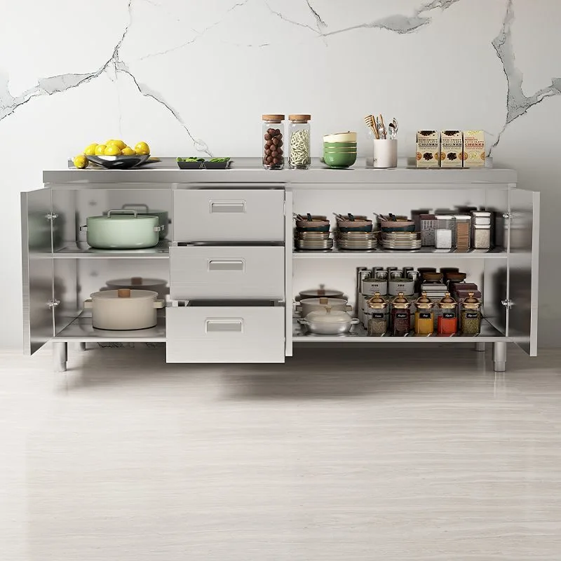 

Dining Room Sideboard 304 Stainless Steel Kitchen Multi-door Cabinet Cupboard Locke Kitchen Storage Adjustable Shelf Cabinet
