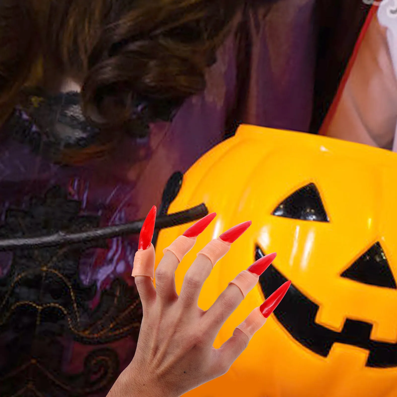 20 piezas dedos de bruja de Halloween, uñas postizas, cubiertas de dedos de zombis para fiesta de disfraces, accesorios de Halloween, accesorios aterradores