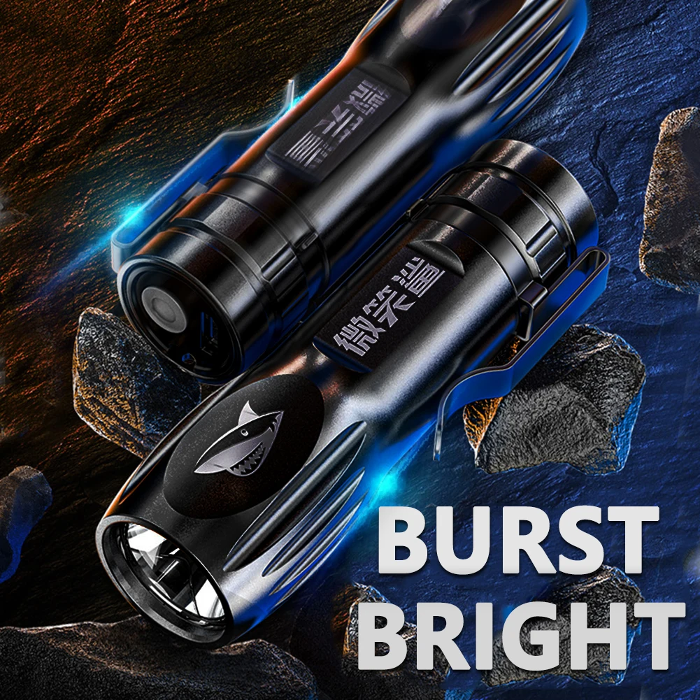 Emergency Spotlights Built-in Battery Fixed Focusing Flashlight Rechargeable IPX6 Waterproof for Outdoor Camping Fishing