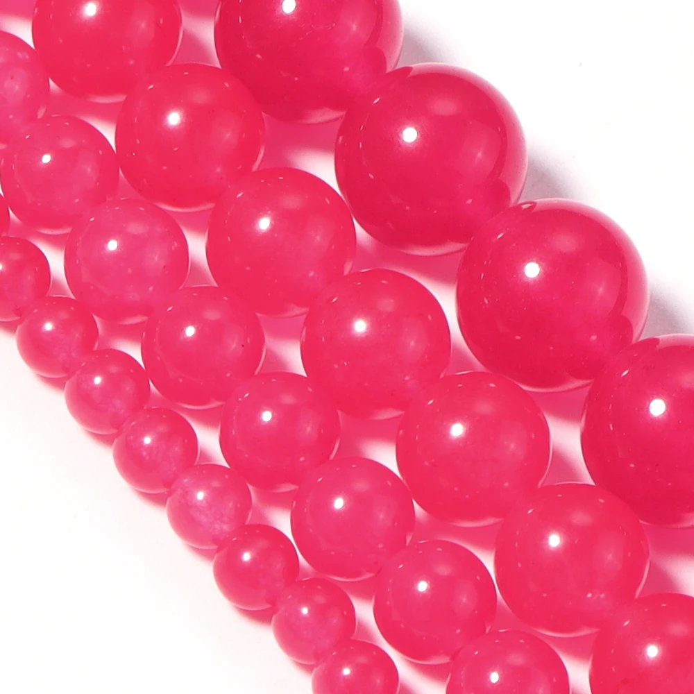 1strand/lot 4/6/8/10mm Light Hotpink Natural Chalcedony Stone Beads Round Loose Bead for DIY Bracelet Necklace Jewelry Making
