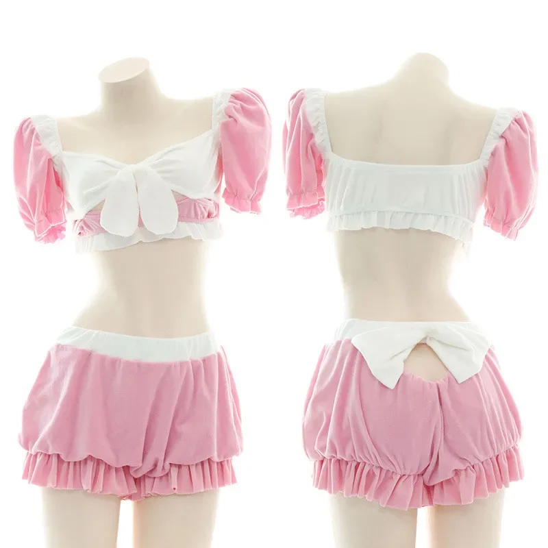 

Women Lingerie Exotic Sets Home Sleeping Nightwear Top Panty Briefs Lolita Maid Cosplay Role Play Uniform