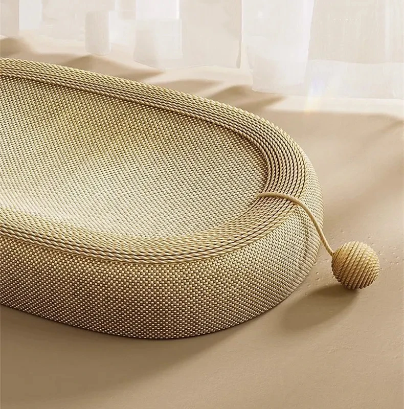 Imagem -04 - Oval Cat Coçar Board Weave Coçar Almofadas Mastigar Mordida Brinquedo Mobiliário Doméstico Pet Pet Bed Nest