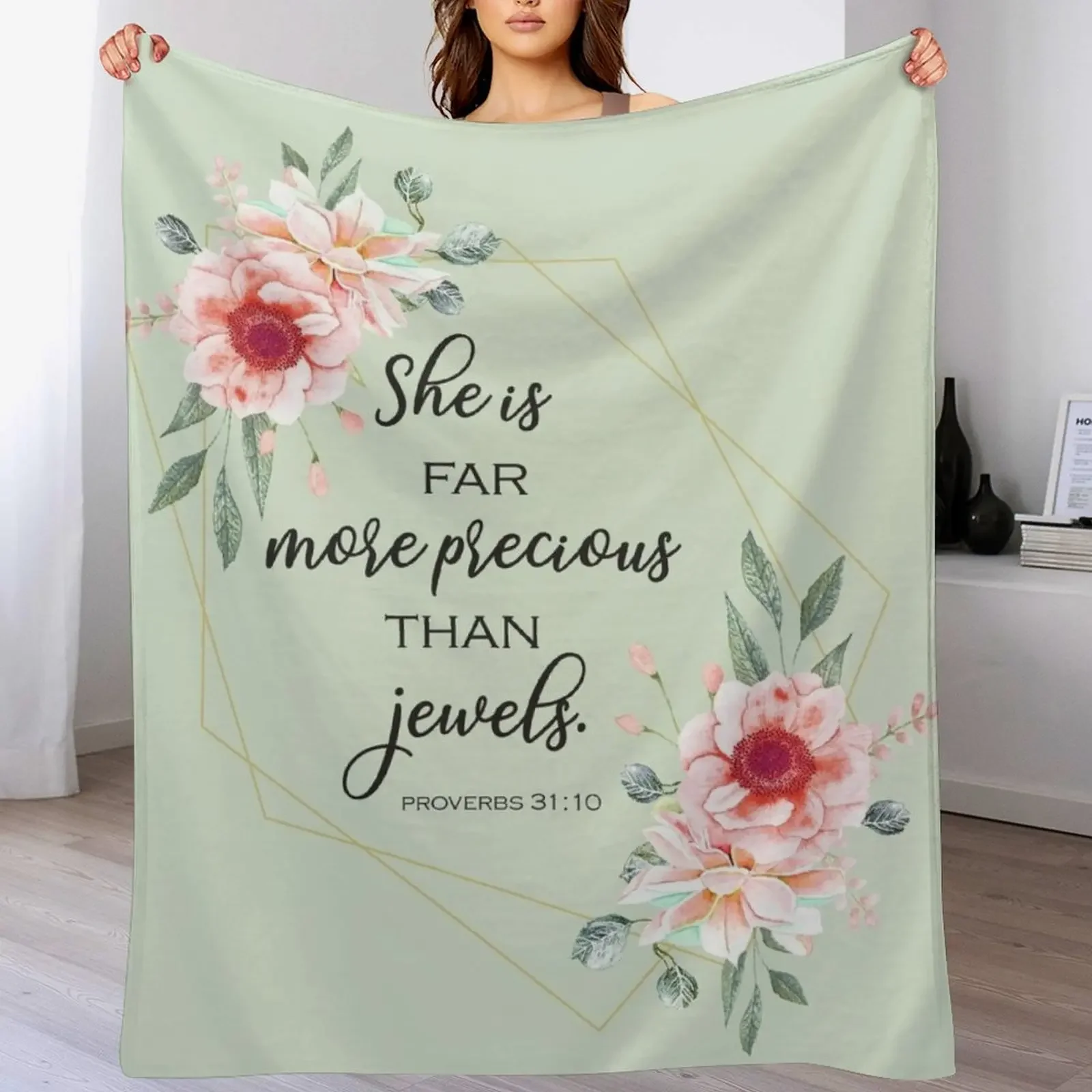 

Bible verse, she is far more precious than jewels Throw Blanket Easy Care Comfortable Blanket for Couch