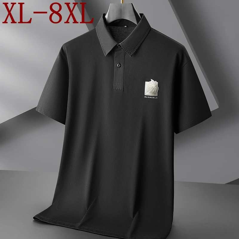 

8XL 7XL 6XL 2025 New Summer High End Luxury Cotton Shirts For Men Fashion Printed Mens Polo Shirt Loose Lapel T-shirts Man Tops
