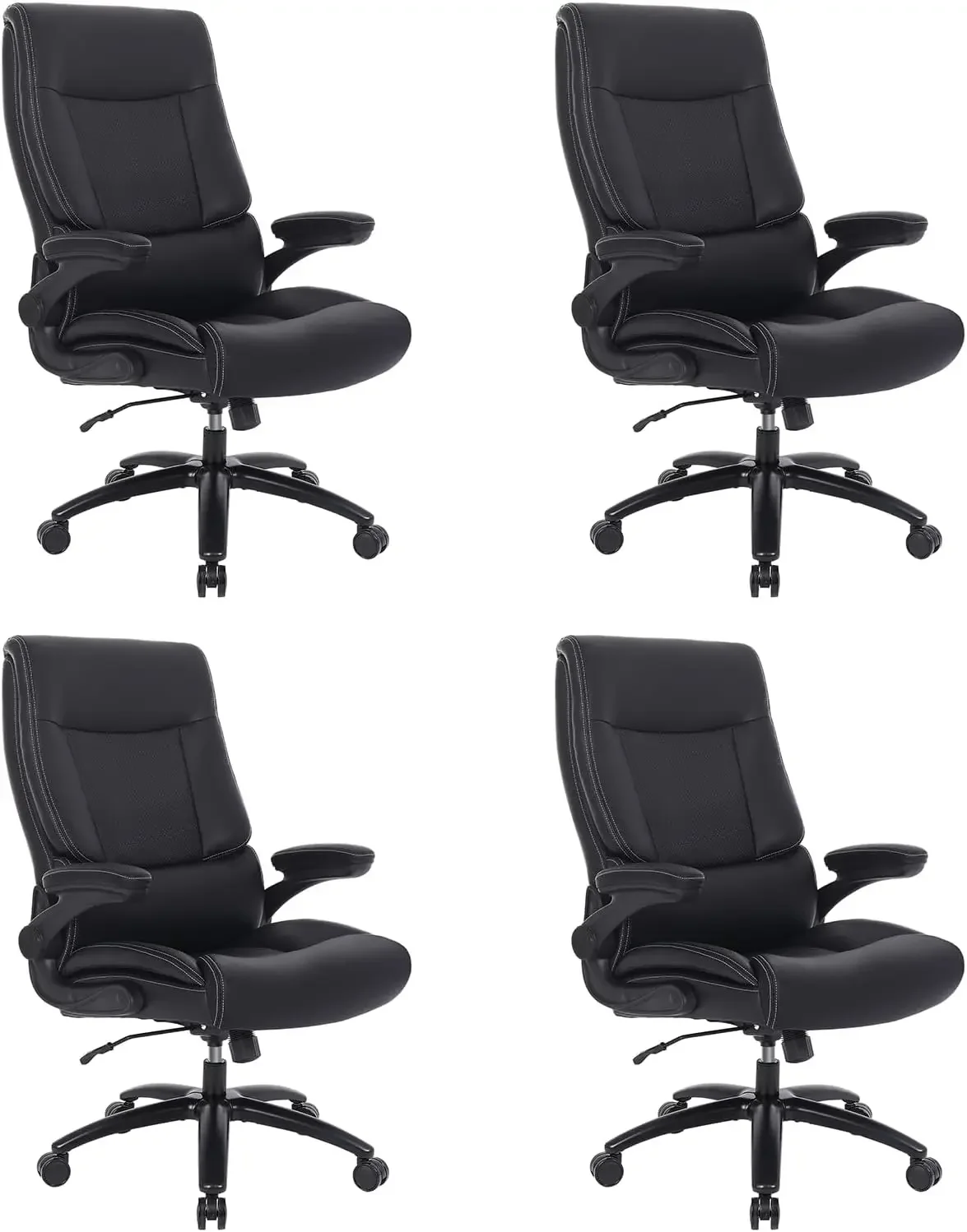 Big and Tall Office Chair Set of 4, 500LBS Executive Desk Chair with Lumbar Support, PU Leather Ergonomic Computer Chair