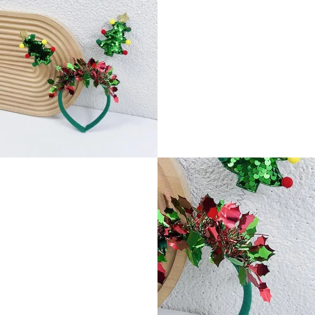 

652F Christmas Headwear Headband Photo Party Cosplay Costumes Garland Dancing Party