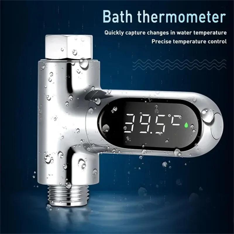 Digital LED Shower Temperature Display Self-Generating Electricity Water Thermometer for Baby Bath Water Temperature Smart Meter