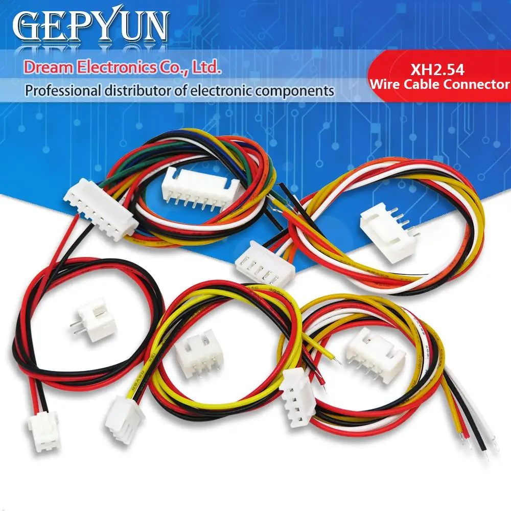 Connecteur de câble JST XH2.54, pas de broches, prise mâle et femelle, longueur de fil de 20cm, 26AWG XH, 9/10mm, 2 broches, 3 broches, 4 broches, 5 broches, 6 broches, 7 broches, 8 broches, 2.54