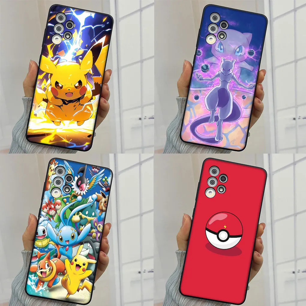 Mewtwo P-Pokemons Mew P-Pikachus غطاء جراب هاتف لسامسونج غالاكسي A26 A36 A05 A06 A25 A56 A35 A54 A53 A52 S21 S20 FE Coque