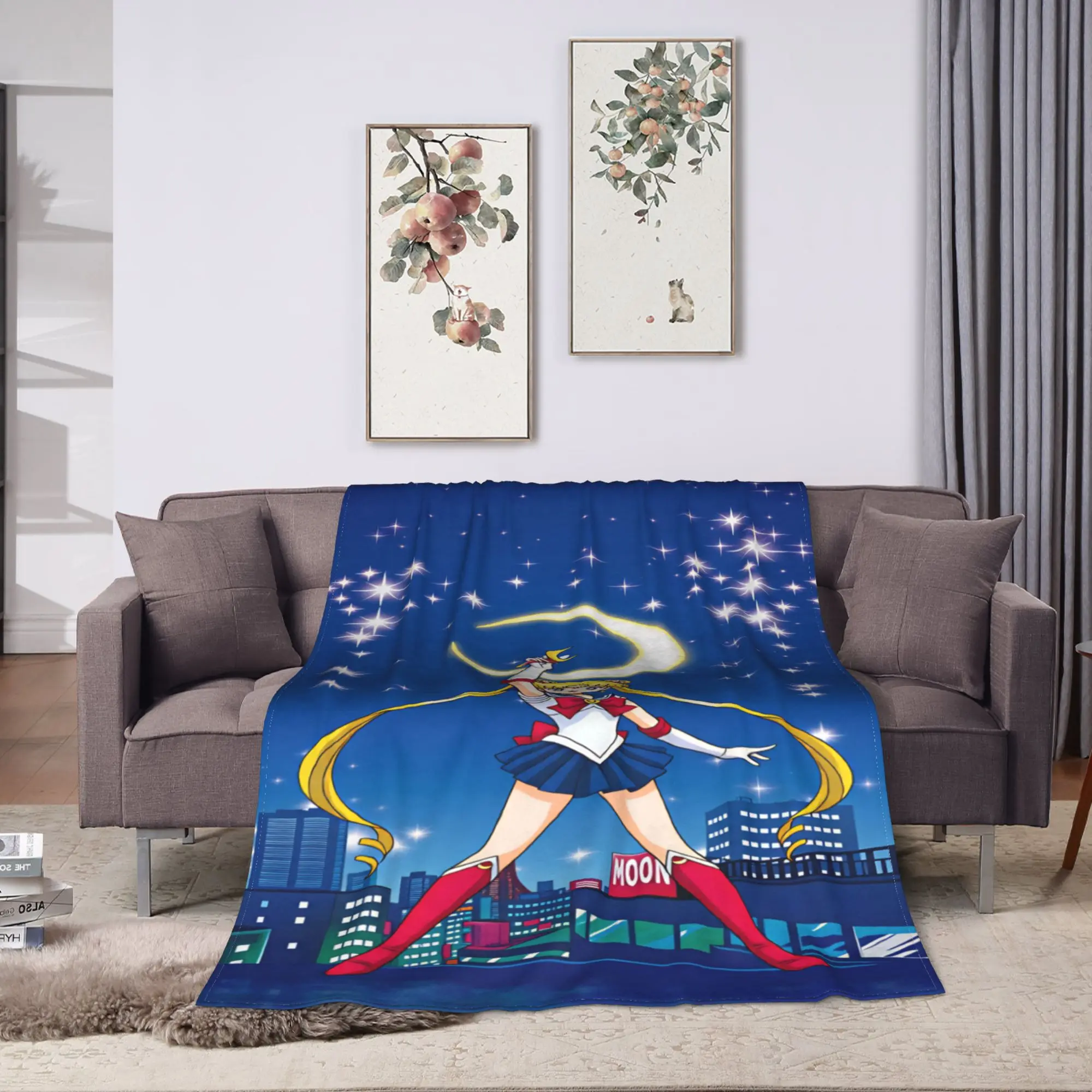 S-Sailor M-Moon Anime  Blankets  Warm Soft Plush Bedding Throws For Couch Chair Sofa Bed Camping Flannel Bedspread Bed Cover