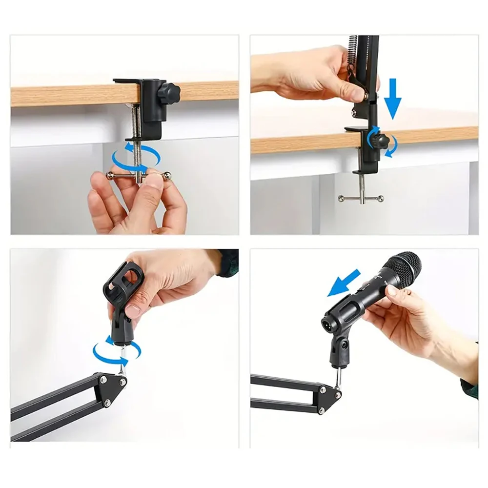 Foldable Metal Extendable Microphone Stand Bracket Adjustable Suspension Boom Scissor Arm Mic Cantilever Holder With  with Alloy