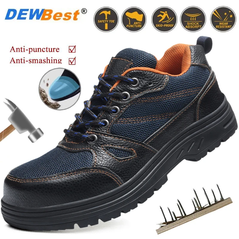 Men's breathable wear-resistant work shoes steel head protective shoes men's steel head anti-smash anti-puncture work shoes