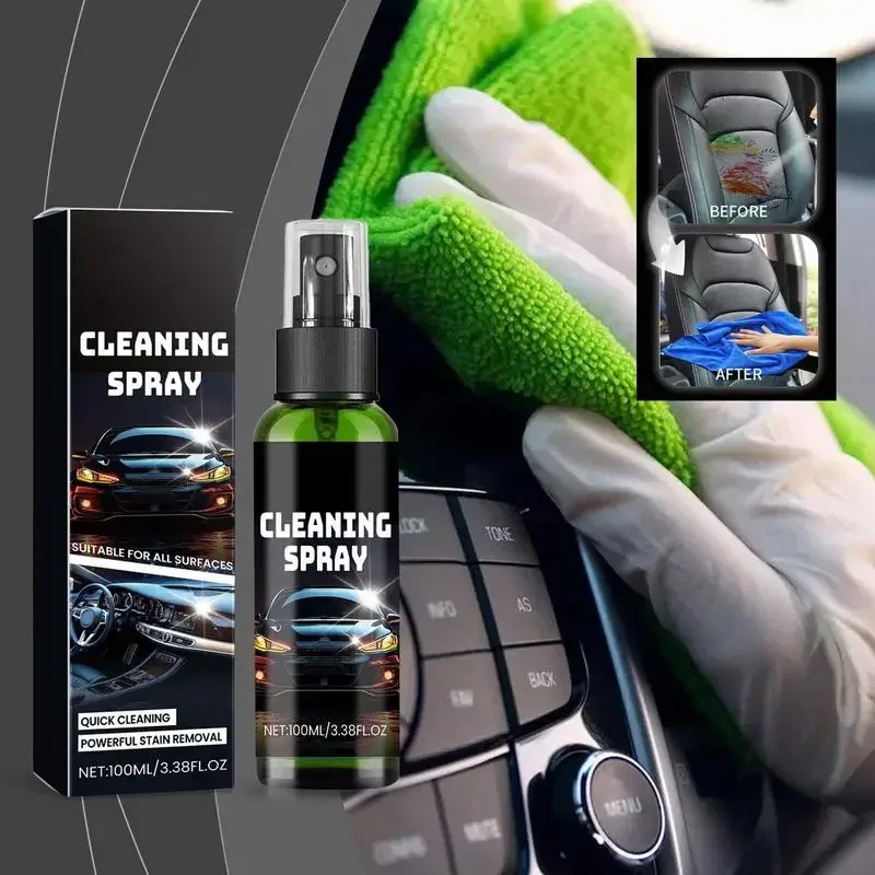 

Effective Car Interior Cleaner Fast-Drying Multifunctional Cleaner Spray 100ml Vehicles Gentle Cleaning Product For Leather