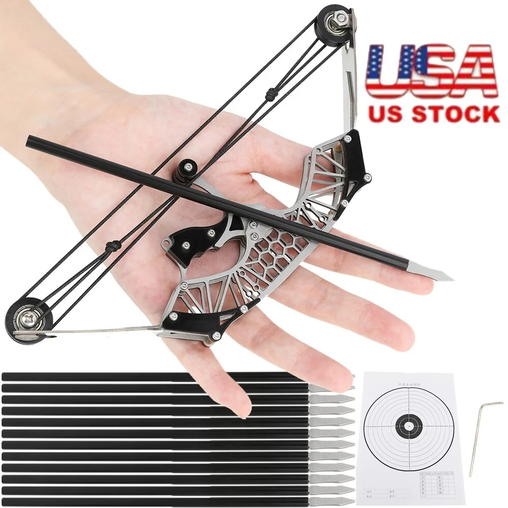 

Mini Bow and Arrow Set Practice Bow Draw Weight 9.5lbs Practice Portable Stainless Steel for Children Toy Shooting Hunting Sport