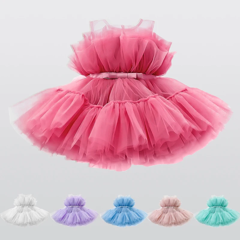 Baby Girl 1st Birthday Dress Tutu Party Gown Girls Dresses for Wedding 1 2 3 4 5 Years Toddler Princess Baptism Tulle Vestidos