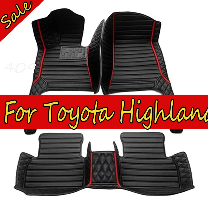 Car Floor Mats For Toyota Highlander (Hybrid/Petrol)7 Seats 2022 2023 Auto Foot Pads Auto Carpet Cover Interior Accessories