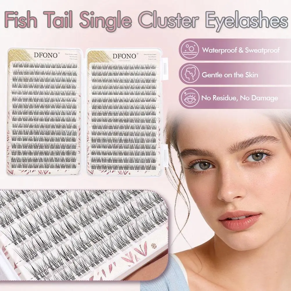 Libro di ciglia finte a tre file a coda di pesce da 32 file, capacità singola da 10-12 mm, naturale, croce grande, soffice stile riccio e ciglia Clus H3G0