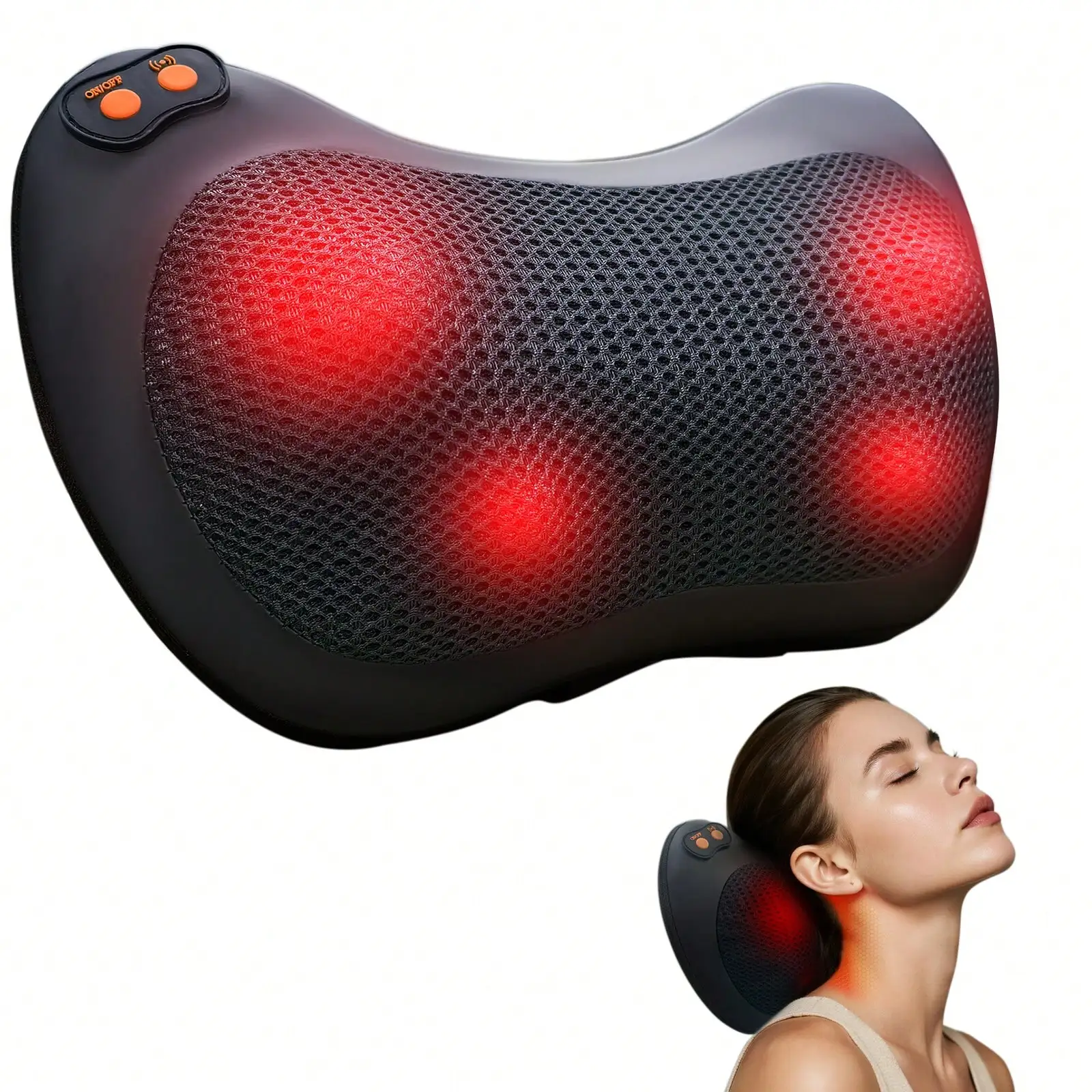 

110-127V Shiatsu Back and Neck Massager with Heat, Deep Tissue Kneading, Electric Massage Pillow for Shoulders, Legs, Foot, Muscle Pain Relief at Home, Car, Office