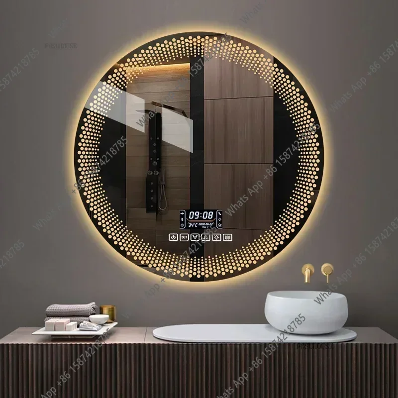 

XX Z 3 Colors Adjustable Smart Bath Mirror 60/70CM Round LED Bathroom Mirror Hotel Bedroom Wall Mounted Defogging Decorative Mi
