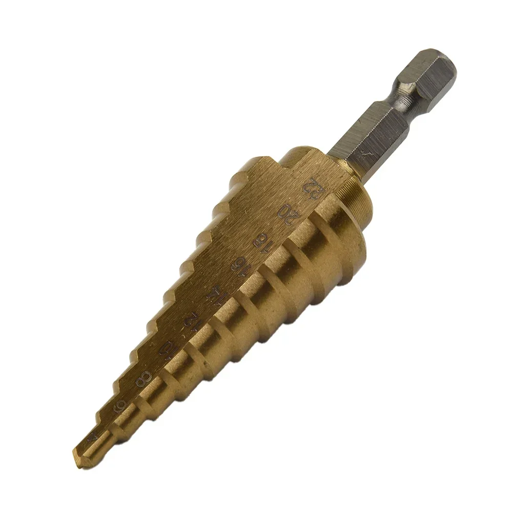 Hex Coated Step Cone Drill Bit Hole Metal Wood Cutter 4-22mm HSS Tool Deburring Chamfering Elliptic Hole Enlargement