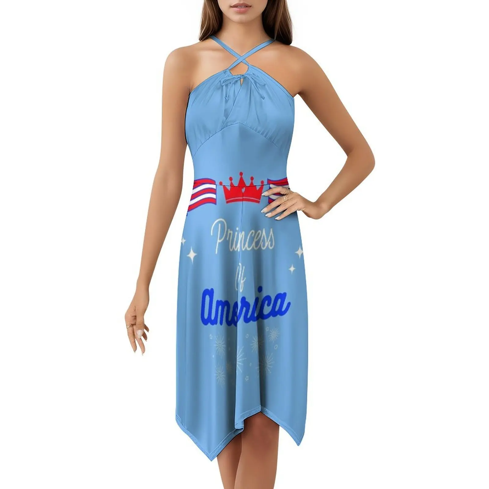 الرابع من يوليو-أمريكا تي شيرت بوهو شيك فستان أنيق موضة الشاطئ حفل زفاف ثوب 4th من يوليو الفتيات الأميرة متعة #5