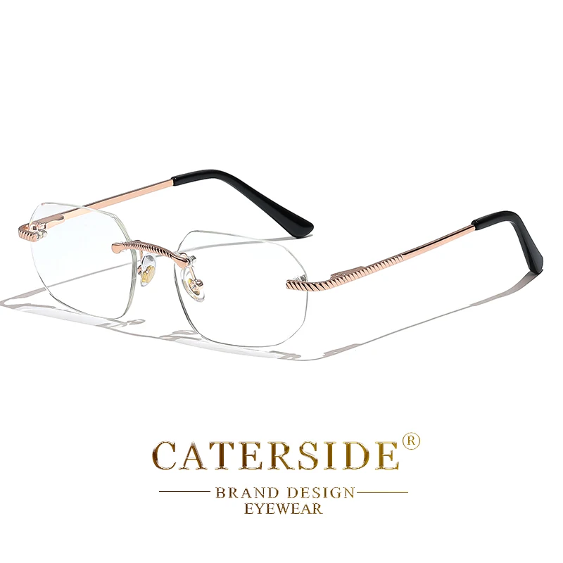 CATERSIDE Neue Retro Randlose Sonnenbrille männer Polygon Luxus Marke Designer Sonnenbrille Frauen Party Festival Brillen Geschenk Fall – Detail 26