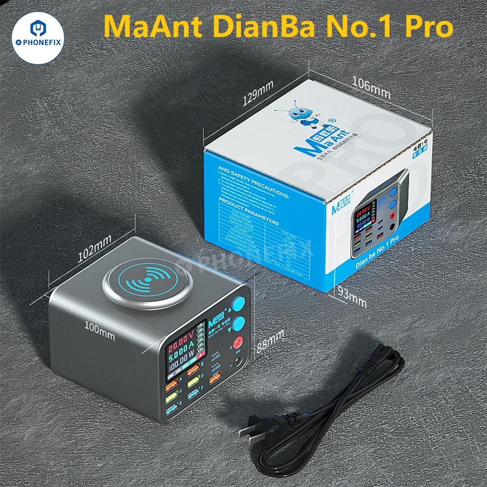 

MaAnt DianBa No.1 Pro 9-портовое зарядное устройство Беспроводной инструмент для быстрой зарядки для iPhone Samsung Обнаружение линии передачи данных мобильного телефона