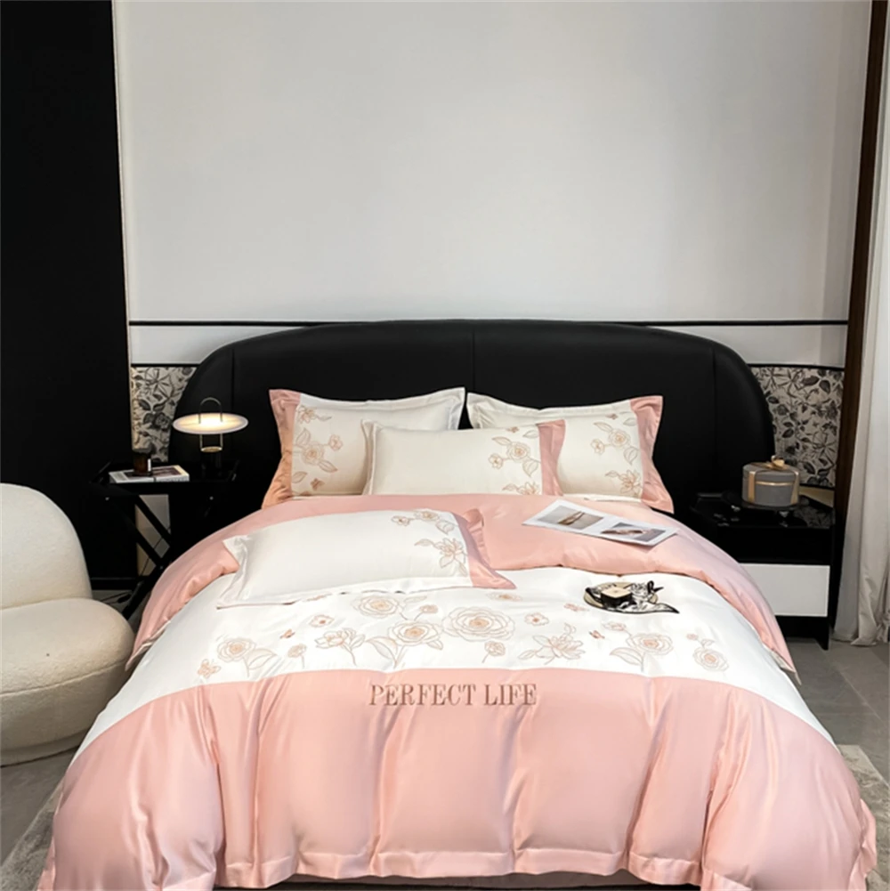 

Luxury Bedding Set Print Flowers Four Piece Sets Bed Sheet Quilt Cover Pillowcases Bedroom Decor Duvet Cover Set Home Textiles