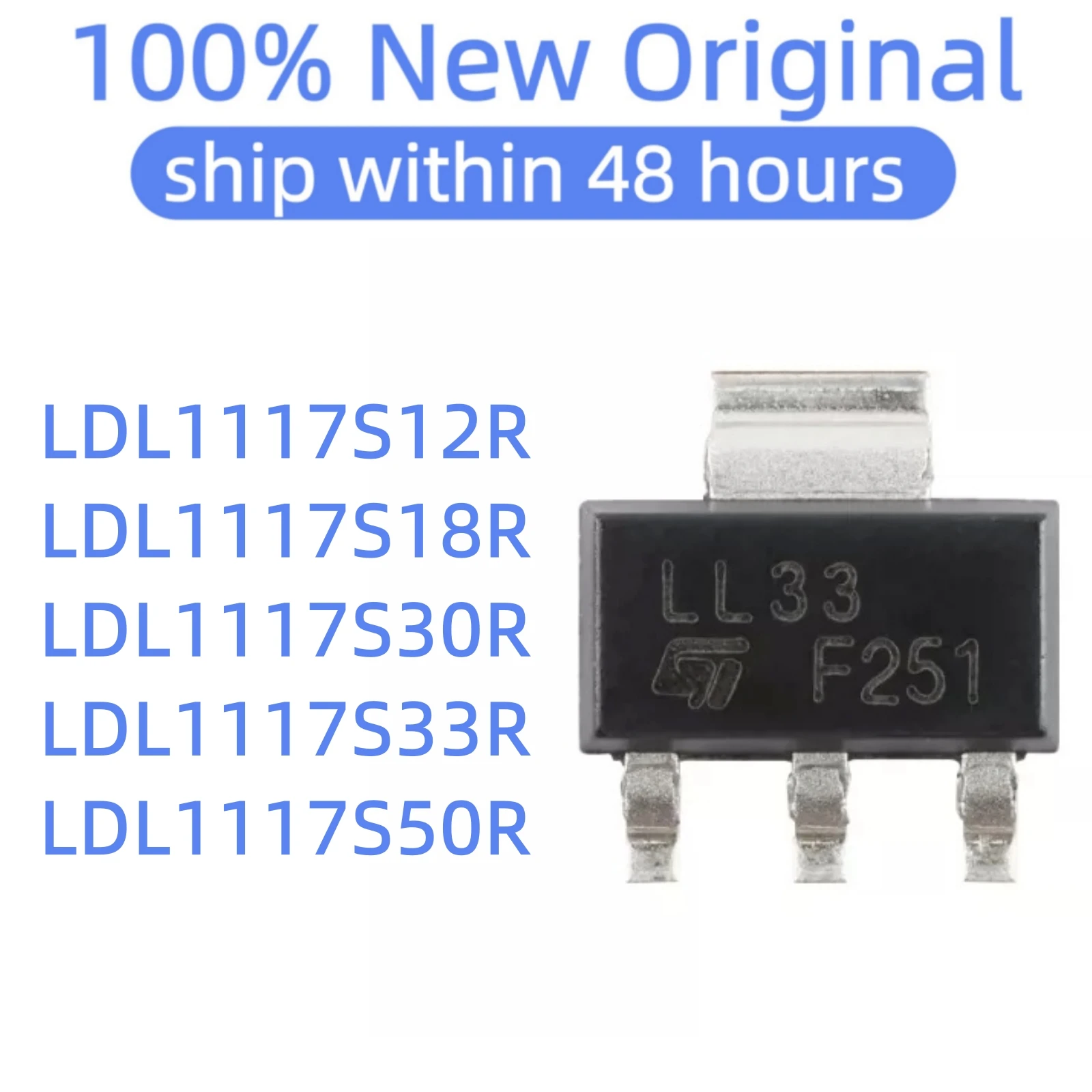 (10-100PCS)LDL1117S18R  LDL1117S12R   LDL1117S30R LDL1117S33R LDL1117S50R  SOT-223-4 100% New original