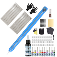 POSEIDON Hand Poke Tattoo Kit High Quality 10 Tattoo Needle Hand Poke Pen And Stick Tool Tattoo Kit Tattoo Ink Cup Pigment Kit