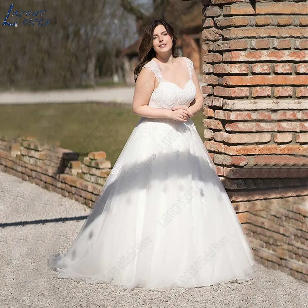 Vestido de novia de talla grande con apliques NICEB, traje de novia sin mangas con Espalda descubierta, corte en A, tul con cordones en la espalda, 2024Vestido de novia de talla grande con apliques NICEB, traje de novi