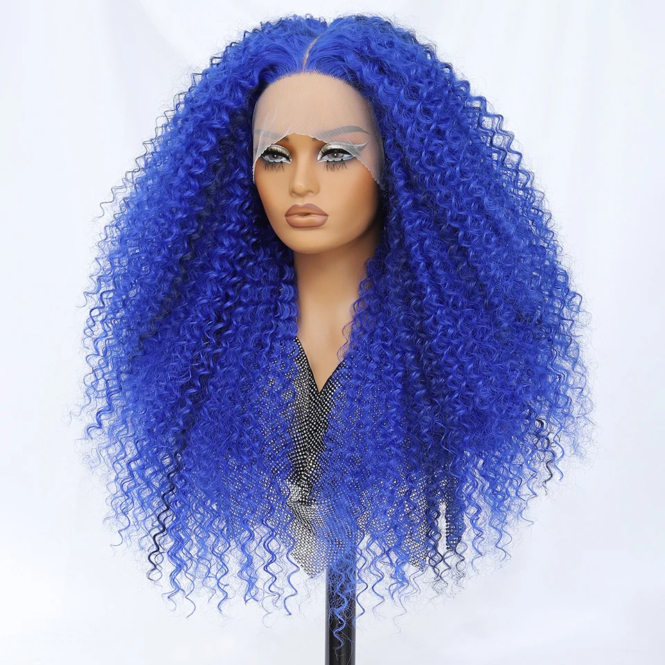 24 Inch Jerry Krul Synthetische Kant Pruiken Ombre Bordeaux Kinky Krullend Pruiken Voor Afro Vrouwelijke Zwarte Latisha Lace Front Pruiken voor Vrouw