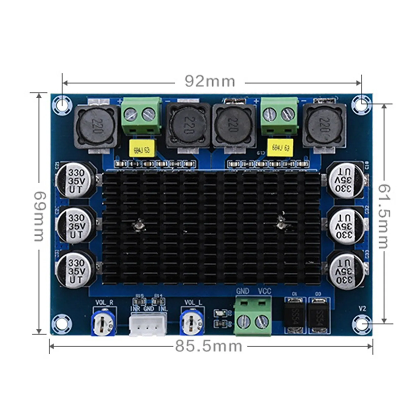 Placa amplificadora de potência digital XH-A113 tda7498 placa amplificadora de potência de canal duplo 100w + 100w módulo amplificador de alta potência