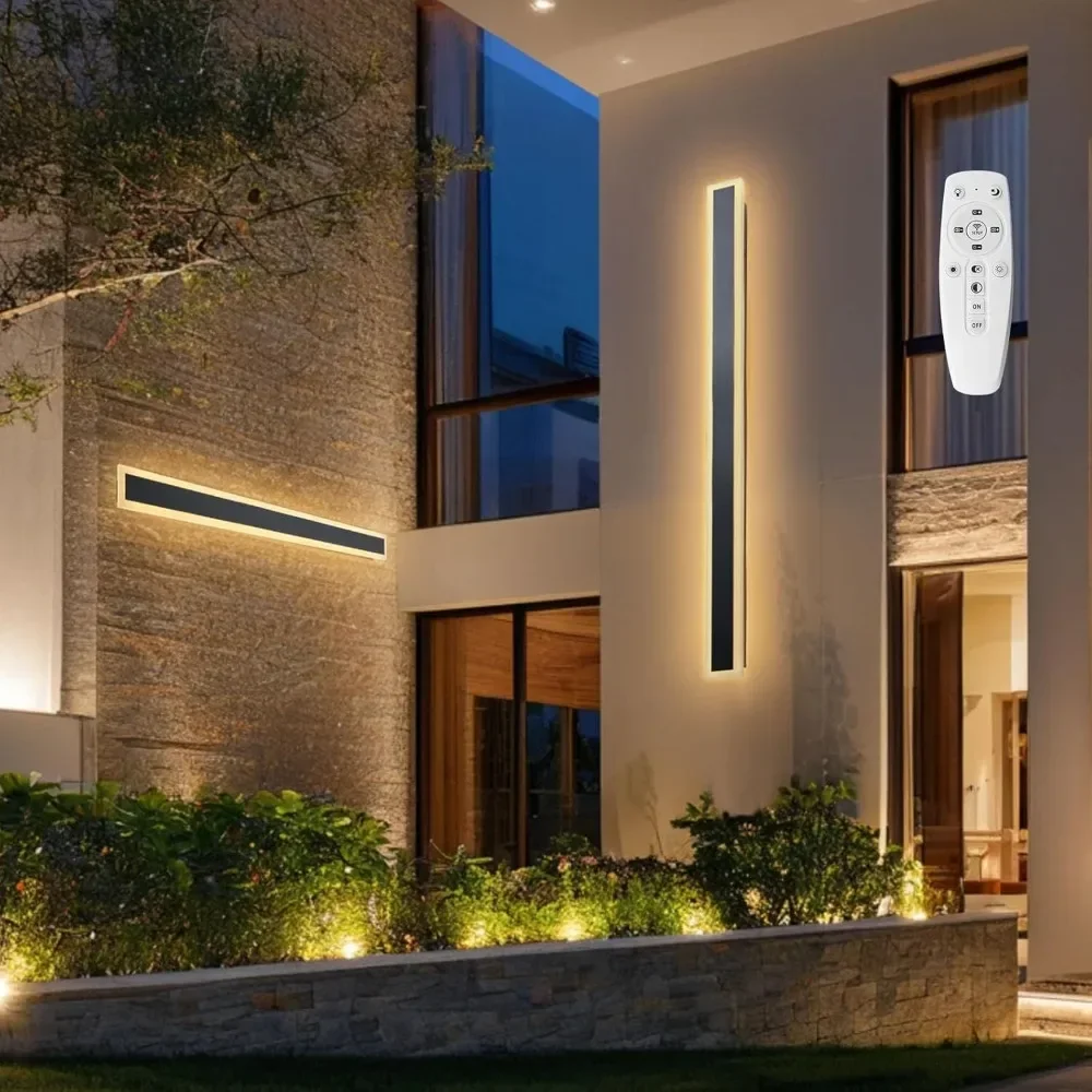 

Наружные настенные светильники, 2 шт., 47,2 дюйма, длинные линейные современные уличные настенные бра, 2700K-6000K для дома, веранды, гаража