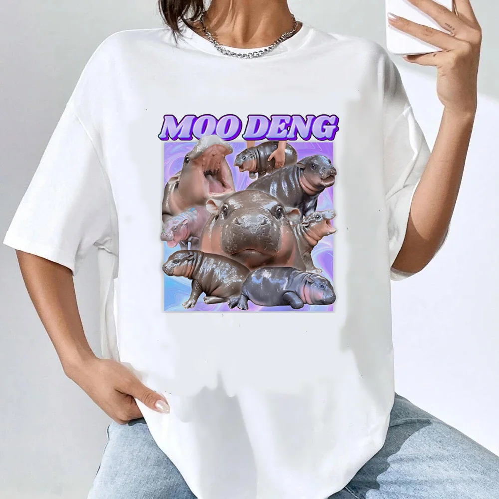 Moo Deng shirt teen korean clothes Trendy Digital Grunge Breathable tshirt 2000s Grunge Trendy women graphic Breathable