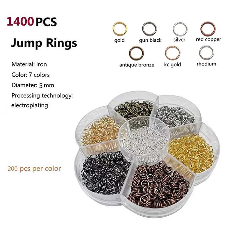 

1400 Pcs In 1 Box Mixed 7 Colors Jump Ring For DIY Jewelry Making Findings