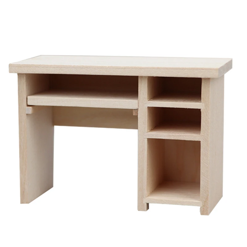 Set di giocattoli per mobili in legno in miniatura per casa delle bambole in scala 1:12 per accessori per casa delle bambole Mini modello di sedia da scrivania per computer da pranzo