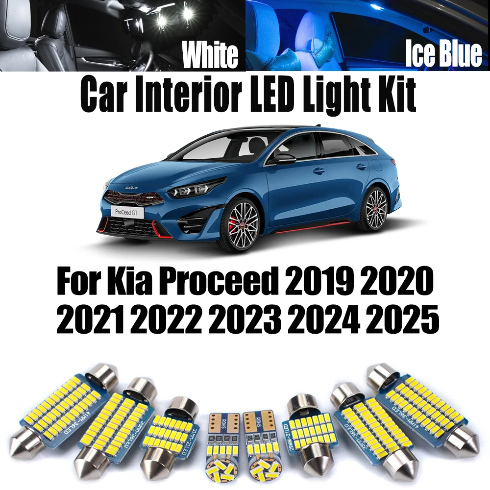 12 قطعة Canbus LED الداخلية خريطة قبة الجذع القراءة ضوء عدة لكيا Proceed 2019- 2021 2022 2023 2024 2025 لوحة ترخيص السيارة لمبة