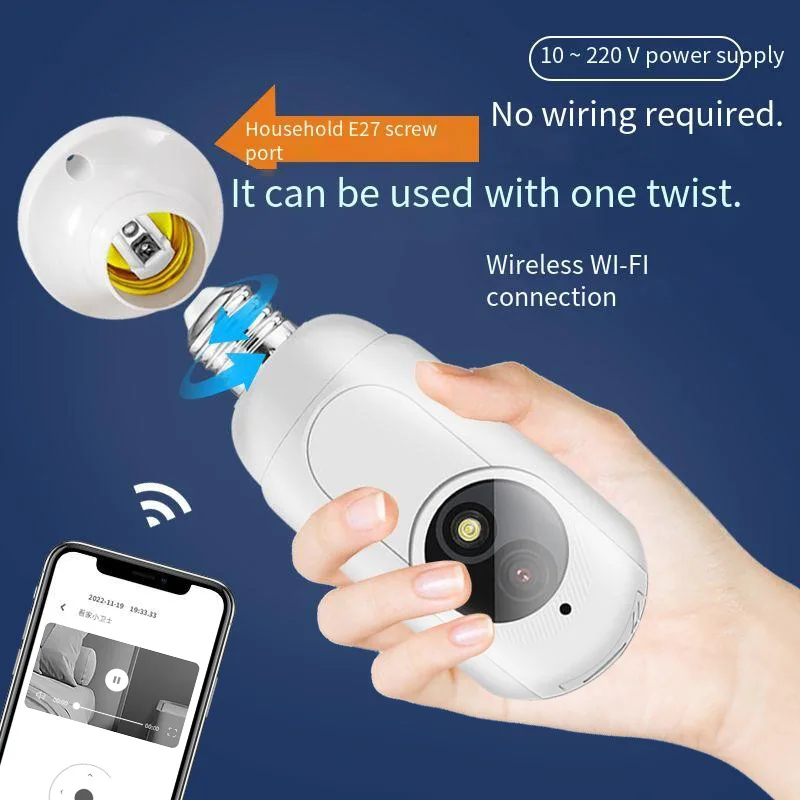 2MP 1080P  YiLot APP E27 Lamp Head Soecket PTZ IP  Camera Full Color Night Vision Home Security CCTV Intercom Baby Monitor