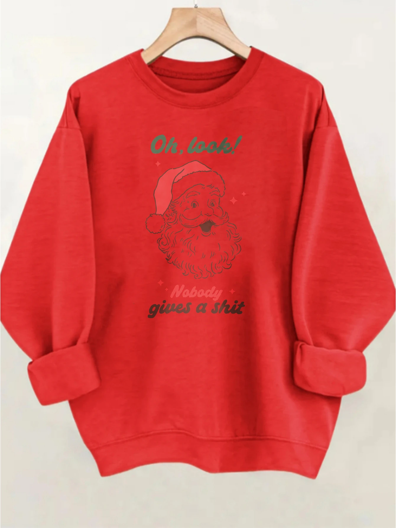 Grafica natalizia Comodo pullover girocollo Rosso Verde Vestibilità ampia Cotone caldo per uomini e donne – Pronto per Natale invernale