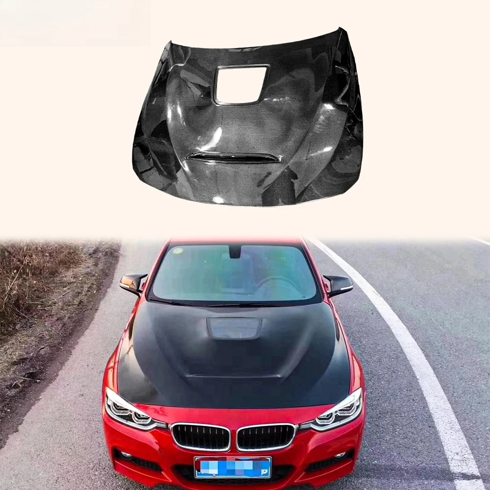 لسيارات BMW 3 Series F30 2012-19 4 أبواب سيدان كربون شفاف فتحة تهوية أمامية غطاء محرك السيارة