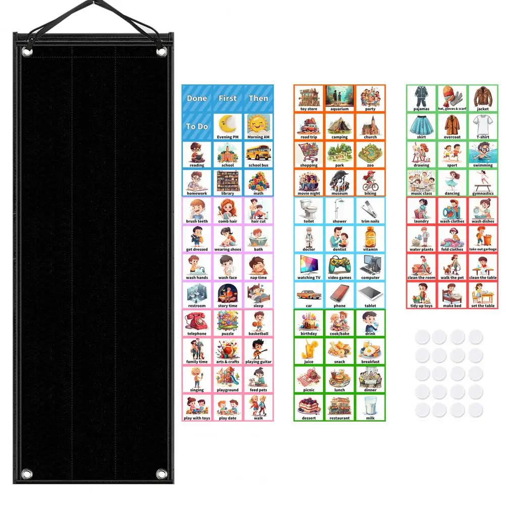 Tabla de Horario Visual para niños, herramienta de aprendizaje de rutina de trabajo diario, plegable, línea de tiempo Visual, suministros escolares para el hogar, 2 en 1, 1 Juego