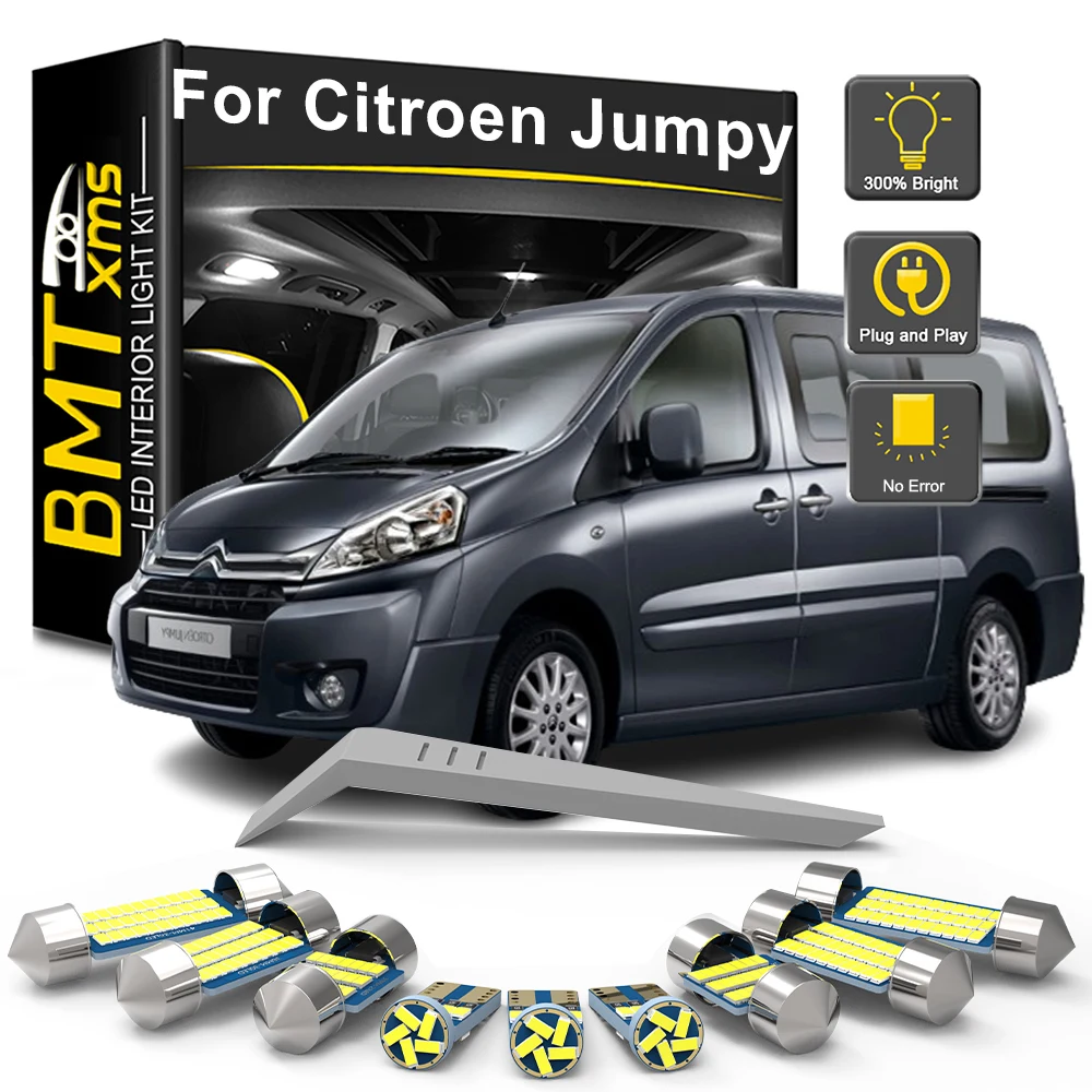 BMTxms 11Pcs LED Interior Light Lamp Kit For Citroen Jumpy 2007 2008 2009 2010 2011 2012 2013 2014 2015 2016 Canbus Accessories