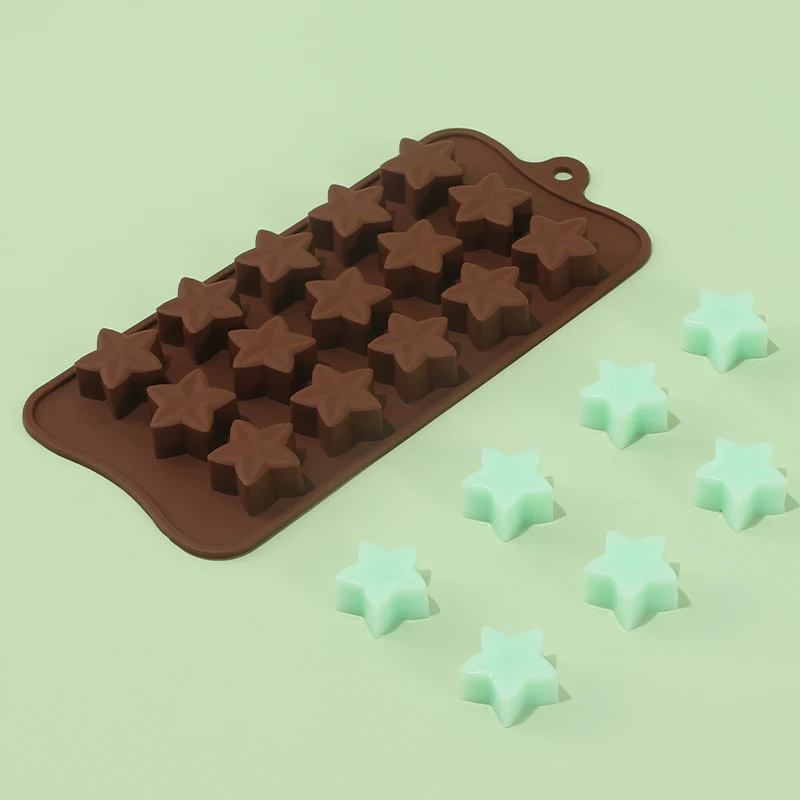 15 Holes Chocolate Mold Fudge Ice Cube Silicone Mold Tray Five-pointed Star Chocolate Mould Cake Decorating Tools