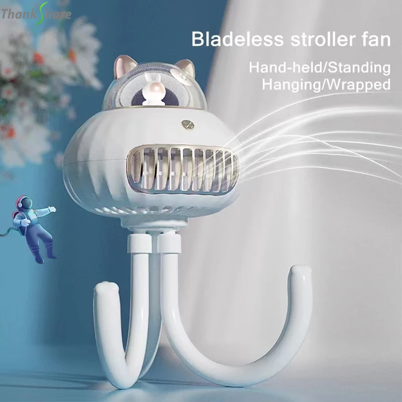 Usb Oplaadbare Thuis Fan Bureau Turbo Bladeless Elektrische Mini Ventilator 2000Mah Batterij Stille Portable Air Cooling Fan 6-snelheid Wind