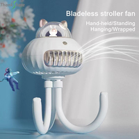 Portable Mini Cute Handheld Baby Stroller Fan With Warm Night Light USB Rechargaeable Battery 2000mAh Silent Home Air Cooler Fan