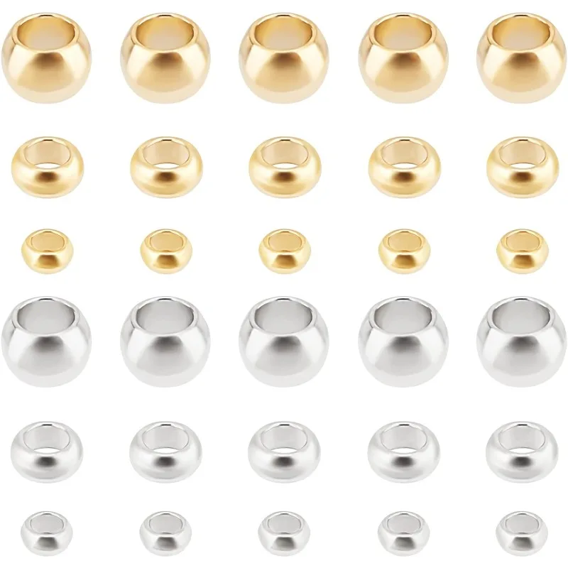 

300 Pcs 3 Sizes 2 Colors 304 Stainless Steel Tube Crimp Beads Cord End Caps Diameter 1.5mm 2mm 2.5mm for Jewelry Making Golden