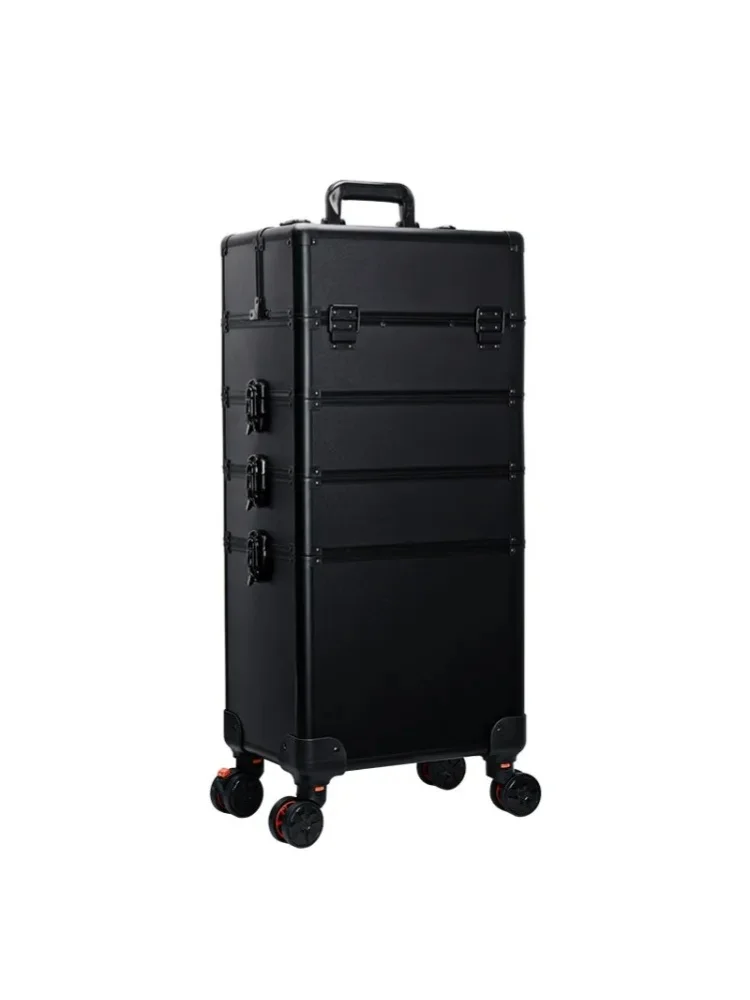 Großer tragbarer Kosmetikkoffer, Nagel-Tattoo-Schönheits-Reise-Werkzeugkoffer, professioneller, mehrschichtiger, frei kombinierbarer Trolley-Make-up-Koffer.