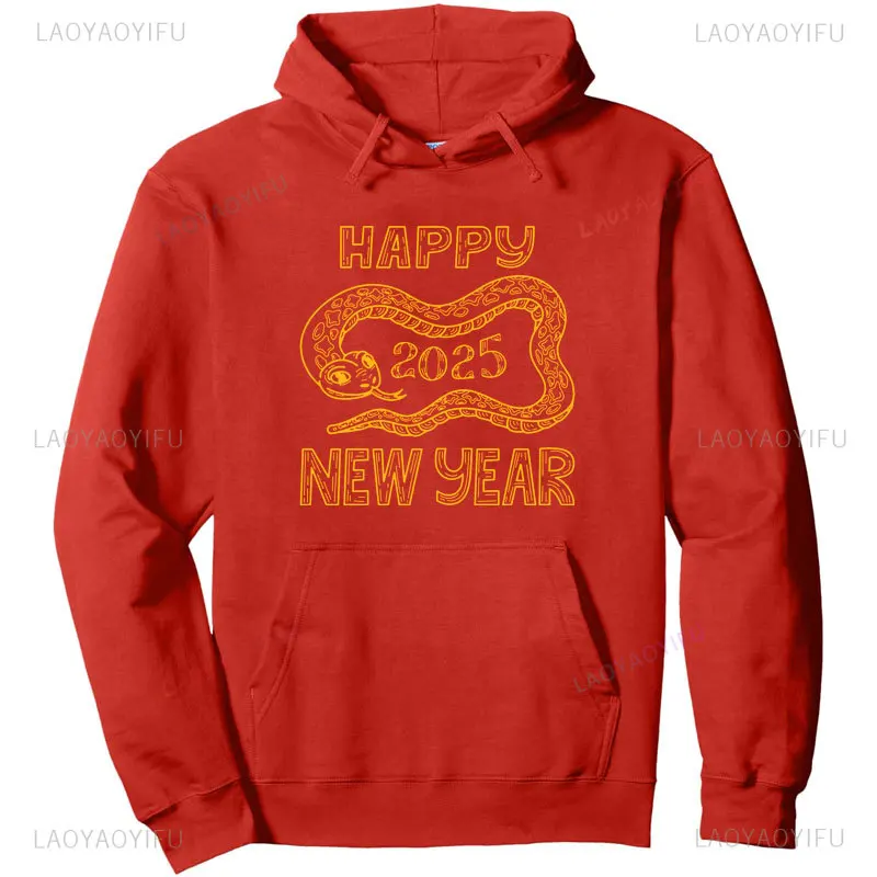 Fashion Symbols Chinese 2025 Chinese Zodiac Snake Happy Chinese New Year 2025 Drop Shoulder Sweatshirt Man Women Hoodies